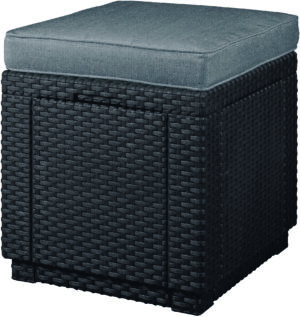 Pufa Ogrodowa stolik skrzynia CUBE Rattan GRAFIT