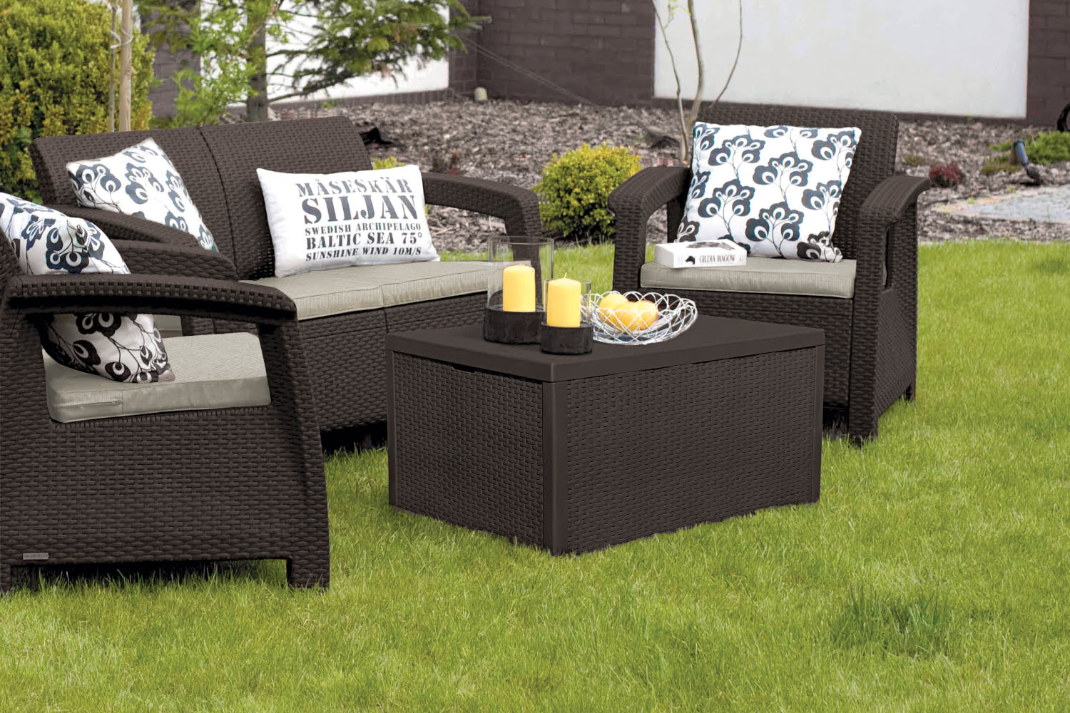 Ogrodowe meble CORFU BOX brązowe