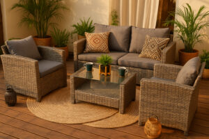 Komfortowe meble ogrodowe z technorattanu ELIZA - popielaty