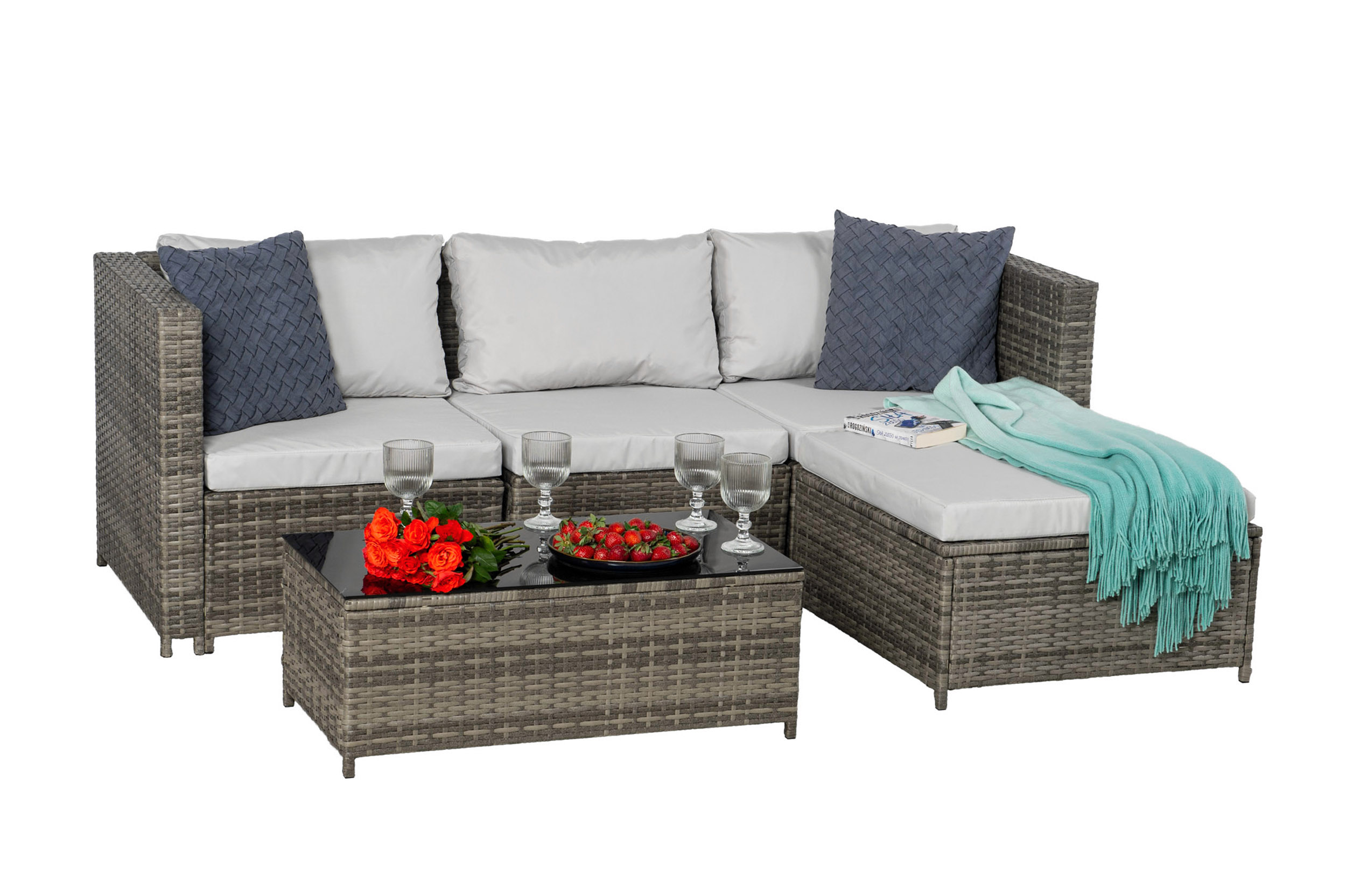 Narożnik ogrodowy BOSTON zestaw mebli ogrodowych technorattan 5 el MODUŁOWY - obrazek 4