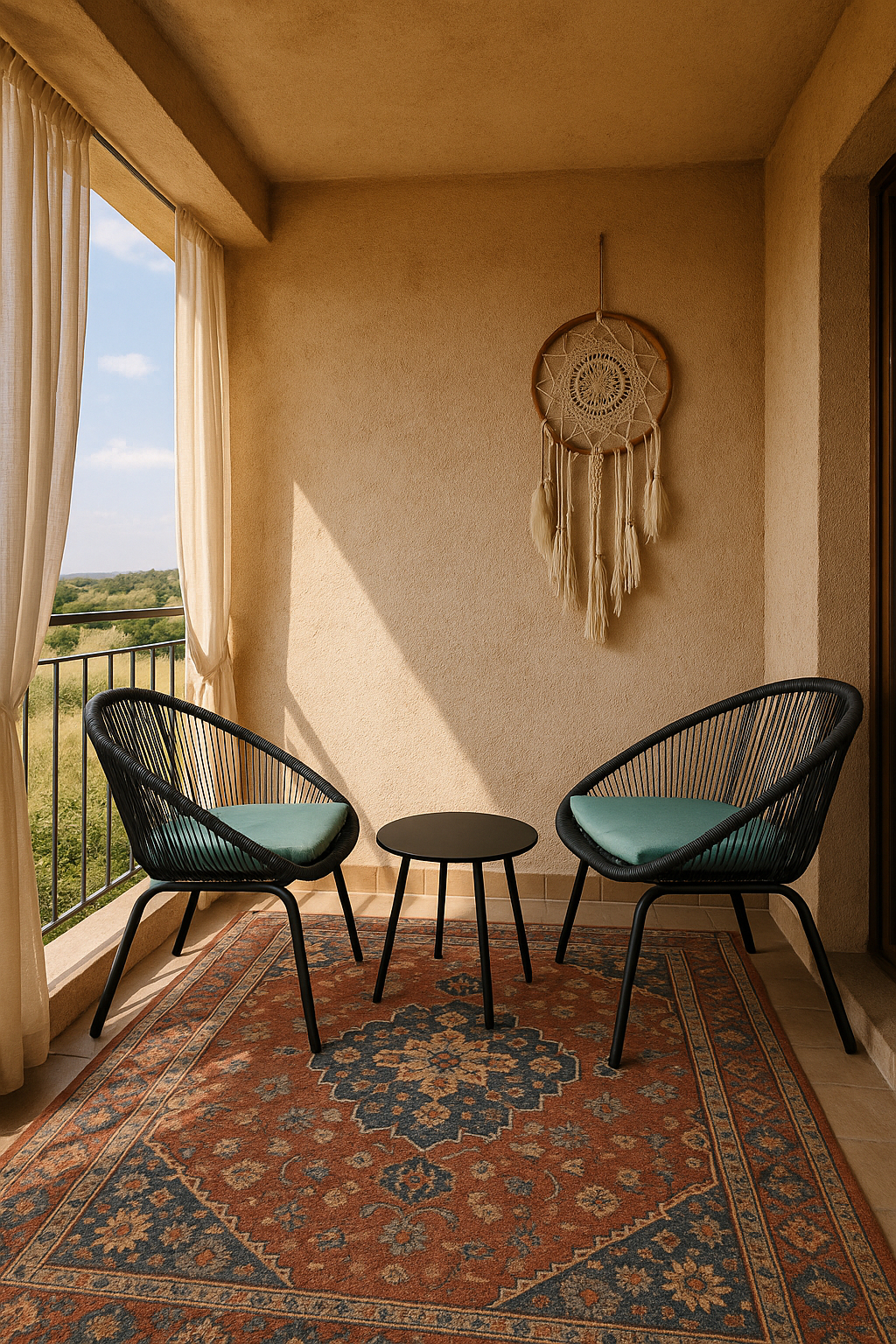 Meble ogrodowe Zestaw balkonowy MALIBU Komplet krzesła i stolik na mały balkon technorattan