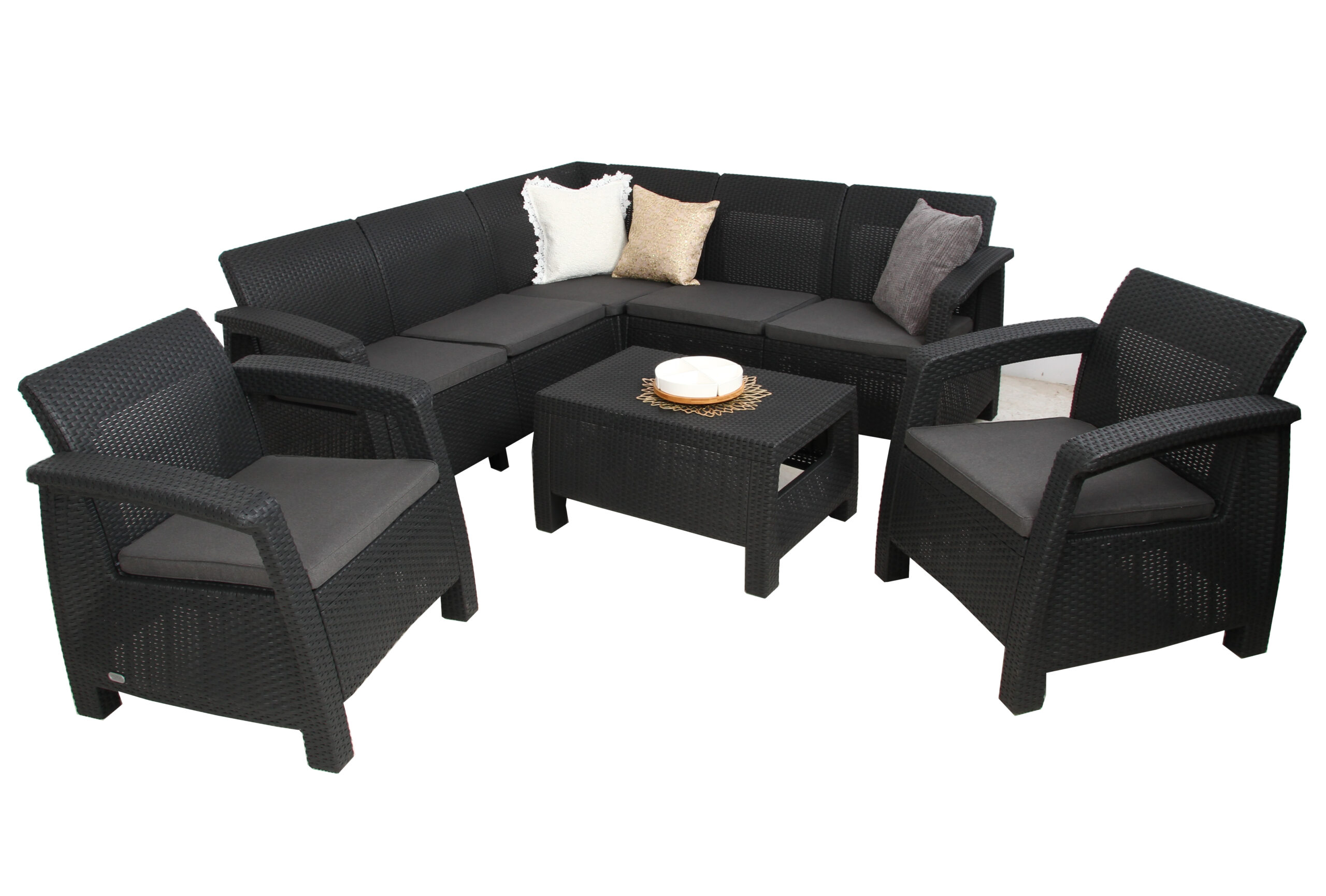 Meble CORFU Narożnik Relax set i 2 fotele grafit