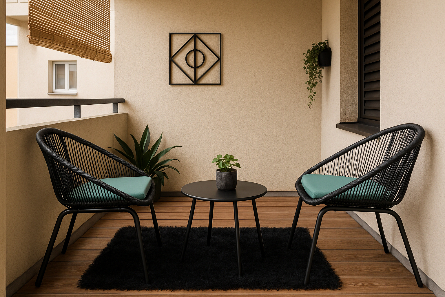 Meble ogrodowe Zestaw balkonowy MALIBU Komplet krzesła i stolik na mały balkon technorattan - obrazek 2