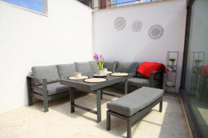 Duży narożnik aluminiowy Zakynthos Zestaw Mebli Ogrodowych na taras 9 os