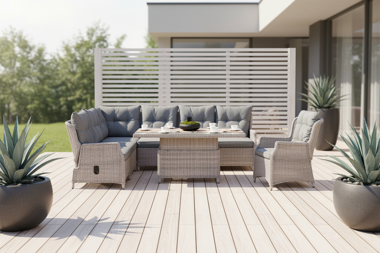 Duży zestaw mebli ogrodowych OUTSUNNY Komplet dla 10 osób z technorattanu - obrazek 2