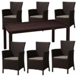 zestaw stół i 6 krzeseł KETER brąz