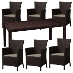 zestaw stół i 6 krzeseł KETER brąz