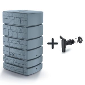 Deszczownica Zbiornik na deszczówkę TOWER STONE 500L- smooth gray + podstawowy kran