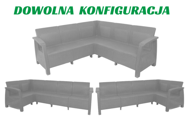 Zestaw Mebli Ogrodowych CORFU Narożnik + Sofa Love Seat 2 + Stół  regulowany LYON BRĄZ - obrazek 8