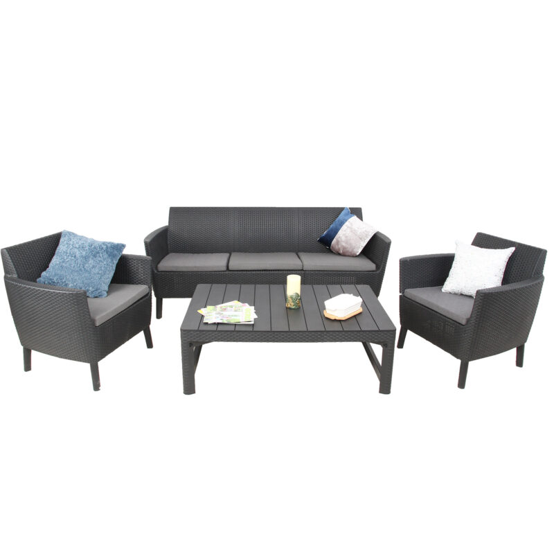 MEBLE OGRODOWE SALEMO XG151 FOTELE + STÓŁ + SOFA GRAFIT