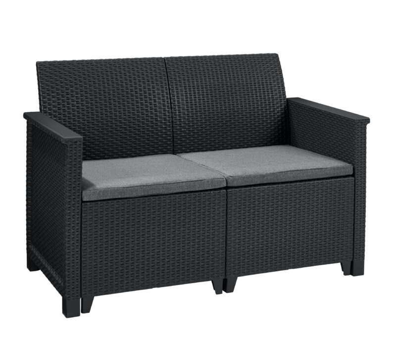 Zestaw mebli ogrodowych ELODIE Sofa + Fotele + Stolik ANTRACYT