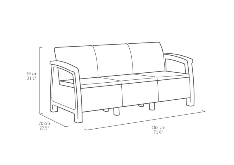 MEBLE OGRODOWE CORFU SOFA 3 OSOBOWA TECHNORATTAN. CAPPUCCINO