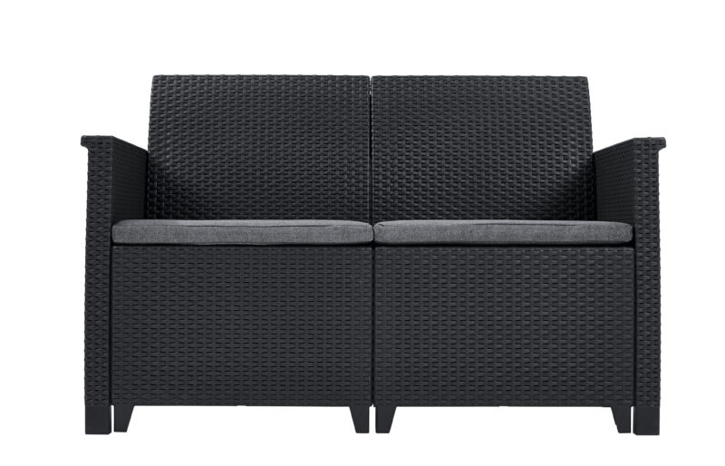 Zestaw mebli ogrodowych ELODIE Sofa + Fotele + Stolik ANTRACYT