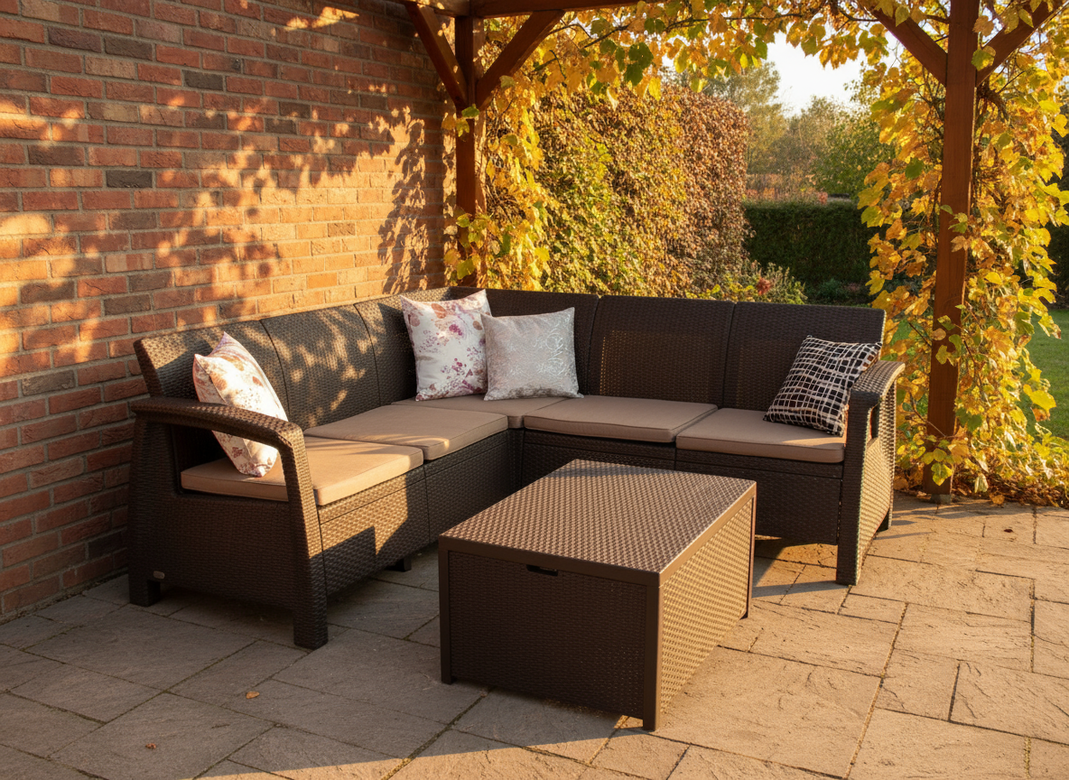 Narożnik CORFU RELAX i stolik ARICA brąz