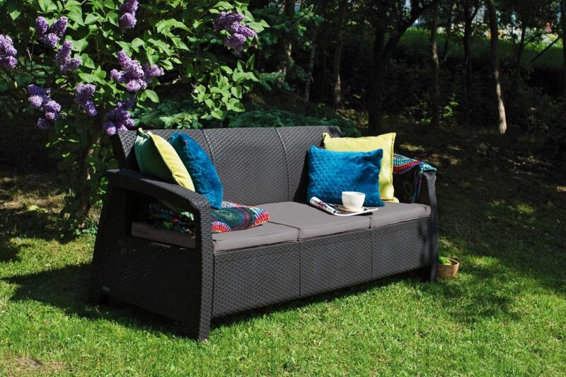 MEBLE OGRODOWE CORFU SOFA 3 OSOBOWA TECHNORATTAN. GRAFIT