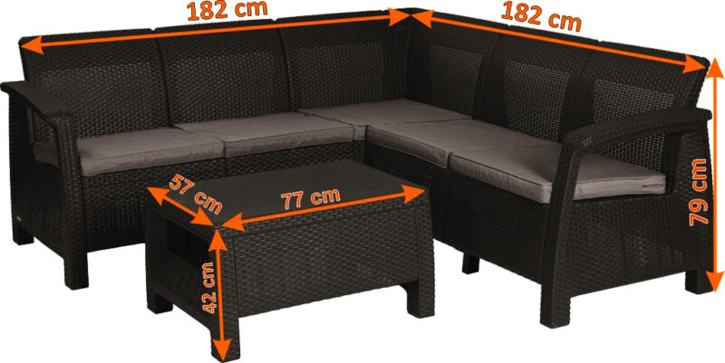 Narożnik Ogrodowy CORFU RELAX SET + Stolik BRĄZ - obrazek 6