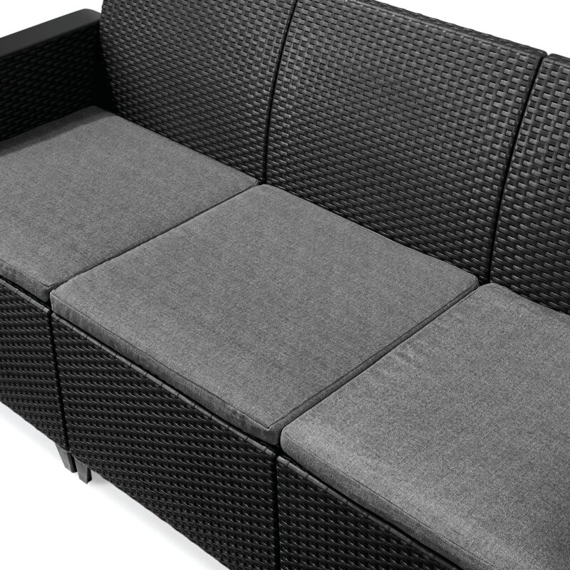 Zestaw mebli ogrodowych ELODIE Sofa + Fotele + Stolik ANTRACYT