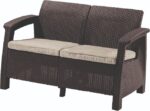 Sofa ogrodowa ławka z poduszkami CORFU LOVE 2-os BRĄZ