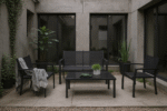 Zestaw mebli ogrodowych PANAMA Komplet balkonowy kawowy na taras 4 os Sofa + 2 Fotele