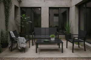 Zestaw mebli ogrodowych PANAMA Komplet balkonowy kawowy na taras 4 os Sofa + 2 Fotele