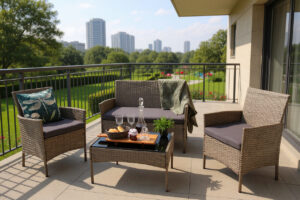 Zestaw mebli ogrodowych BODRUM Meble balkonowe technorattan WODOODPORNY 4 os SZARY