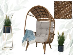 Fotel ogrodowy VENADO Wygodny kokon stojący Krzesło boho technorattan BRĄZ