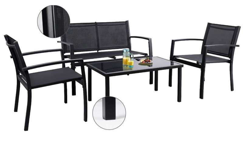 Zestaw mebli ogrodowych PANAMA Komplet balkonowy kawowy na taras 4 os Sofa + 2 Fotele