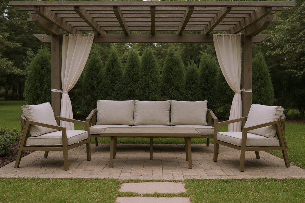 Aluminiowy zestaw mebli ogrodowych FLORENCJA – luksusowy wypoczynek w Twoim ogrodzie dla 5 osób