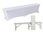 BIAŁA ławka cateringowa WYTRZYMAŁA składana 182 cm + POKROWIEC