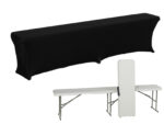 BIAŁA ławka cateringowa WYTRZYMAŁA składana 182 cm + CZARNY pokrowiec