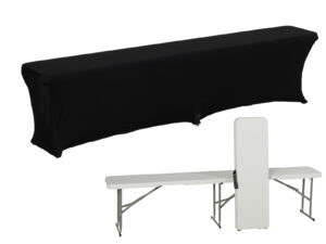 BIAŁA ławka cateringowa WYTRZYMAŁA składana 182 cm + CZARNY pokrowiec