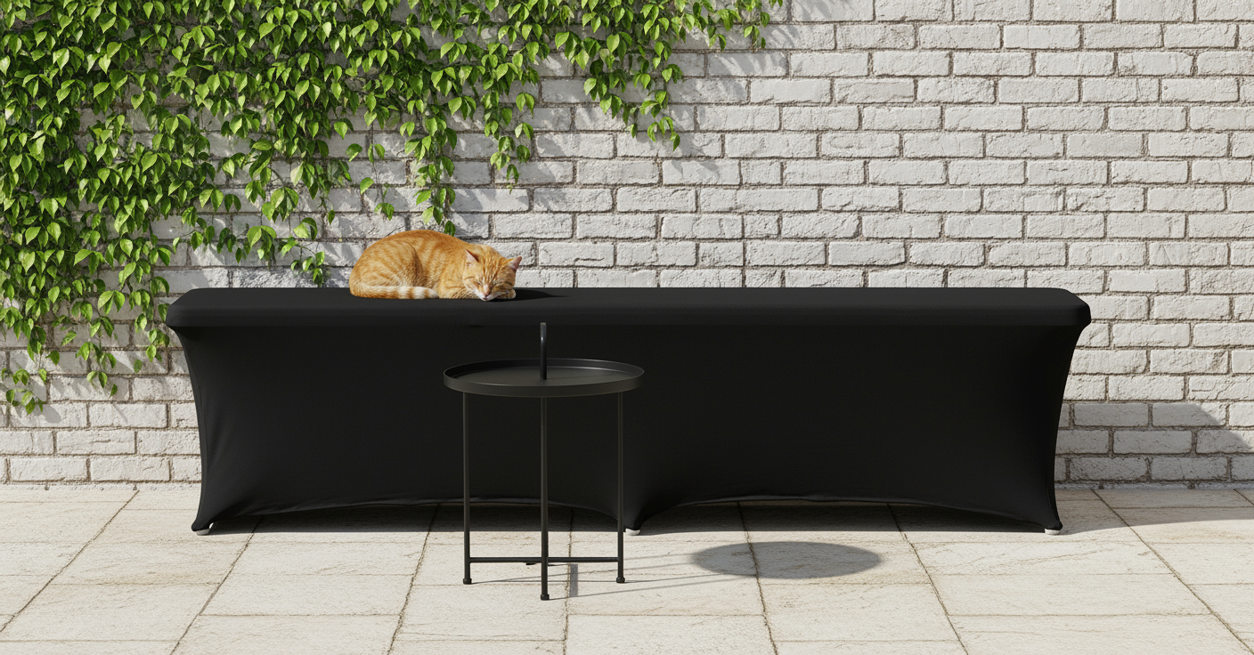 BIAŁA ławka cateringowa WYTRZYMAŁA składana 182 cm + CZARNY pokrowiec - obrazek 2