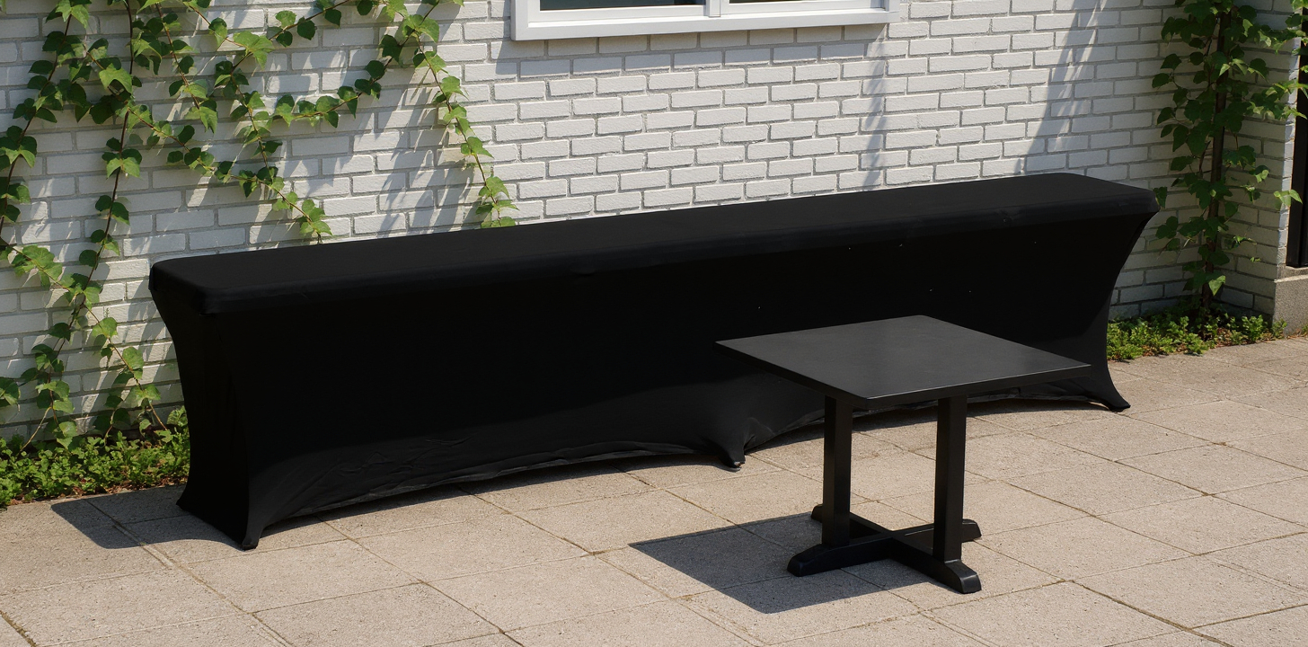 BIAŁA ławka cateringowa WYTRZYMAŁA składana 182 cm + CZARNY pokrowiec - obrazek 4