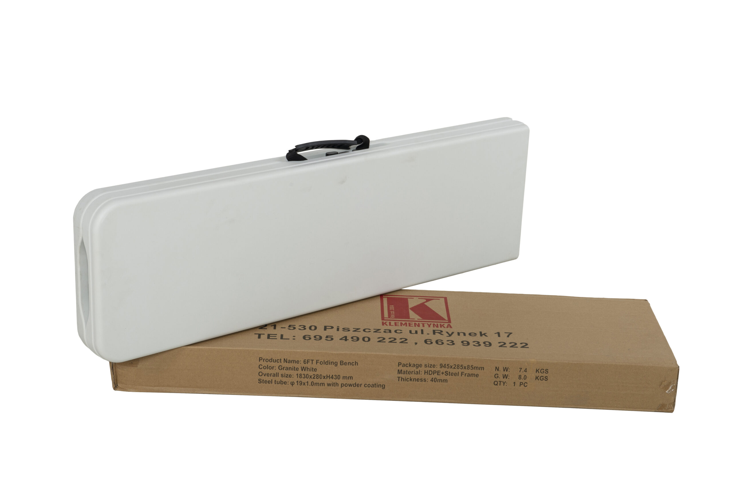 BIAŁA ławka cateringowa WYTRZYMAŁA składana 182 cm + CZARNY pokrowiec - obrazek 6