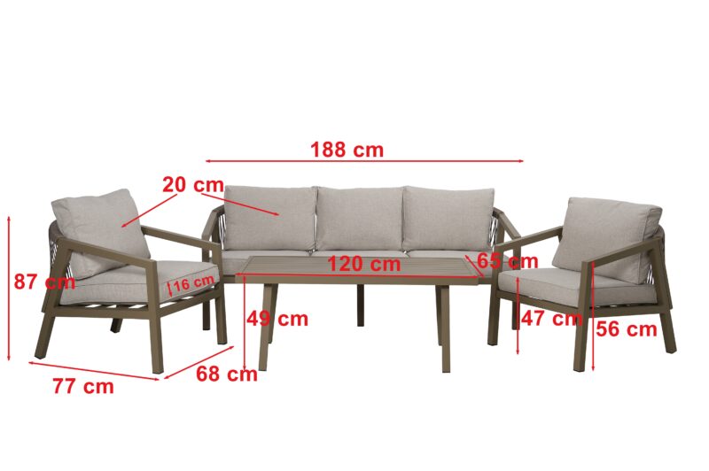Komplet mebli ogrodowych FLORENCJA Zestaw aluminiowy 5 os wodoodporny - obrazek 21