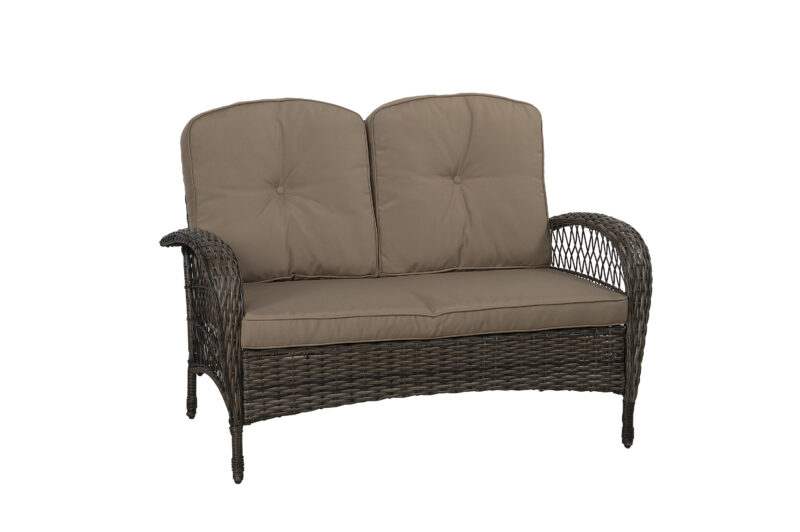 Meble ogrodowe technorattan PROWANSJA brąz sofa + 2 fotele + stolik Komplet na balkon taras - obrazek 3