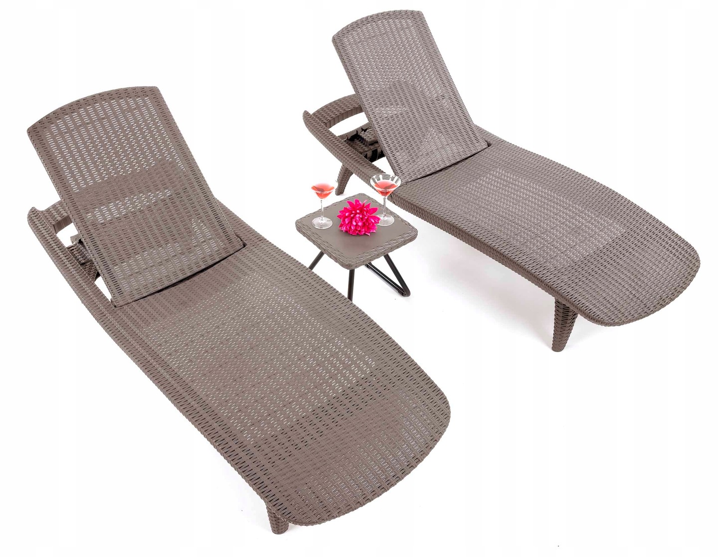 Zestaw leżaków KETER Pacific cappuccino 2 leżaki ze stolikiem boczny - obrazek 2