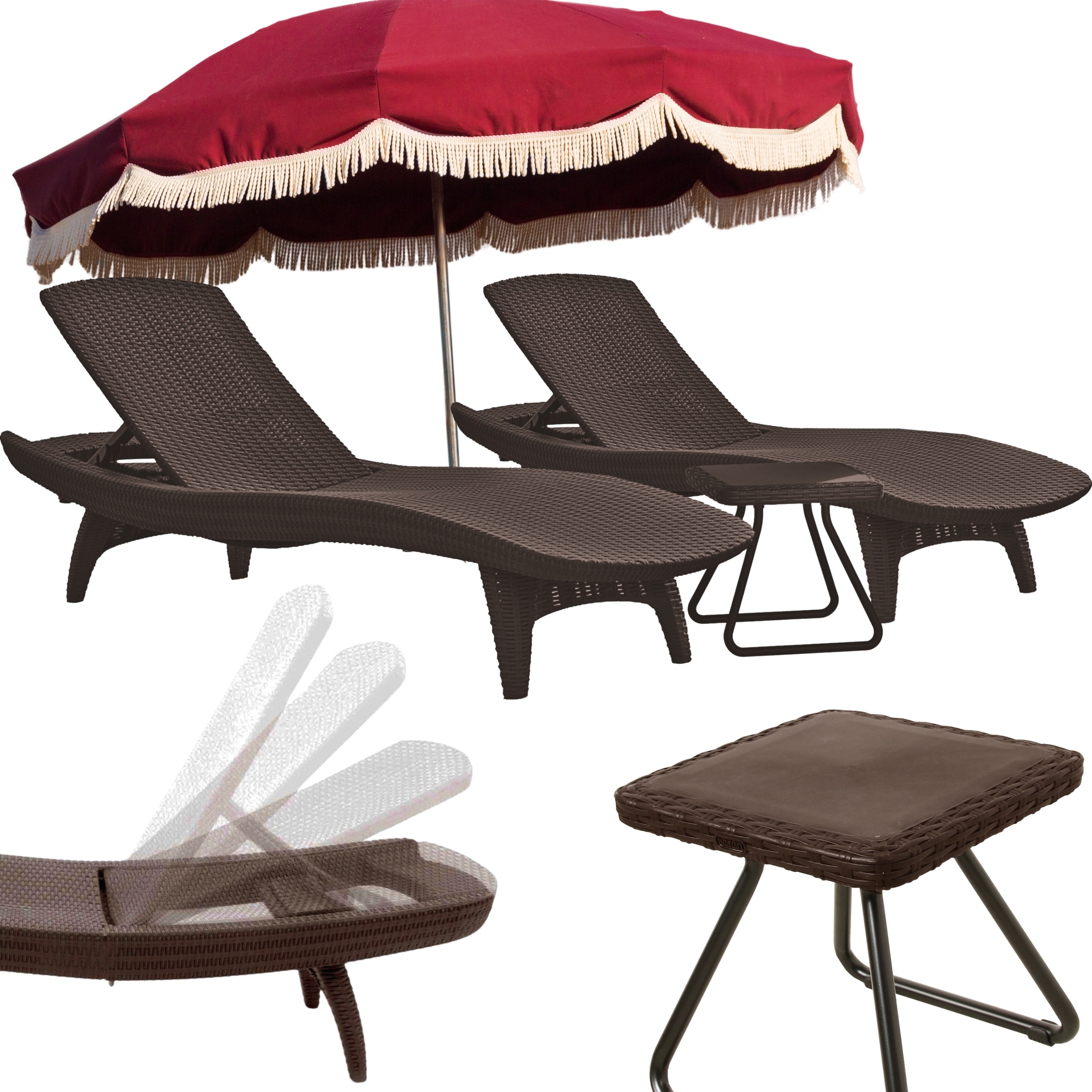 Zestaw leżaków KETER Pacific brąz 2 leżaki ze stolikiem bocznym