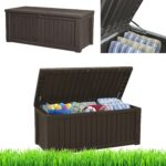 Skrzynia ogrodowa Keter ROCKWOOD 570L brązowa – pojemna, trwała i stylowa skrzynia do przechowywania i siedzenia