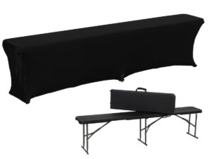 CZARNA ławka cateringowa składana 182 cm + CZARNY pokrowiec