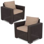 2 Fotele california brąz z poduszkami na oparcie i siedzisko