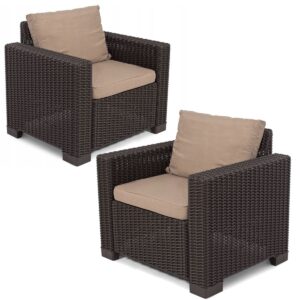 2 Fotele california brąz z poduszkami na oparcie i siedzisko