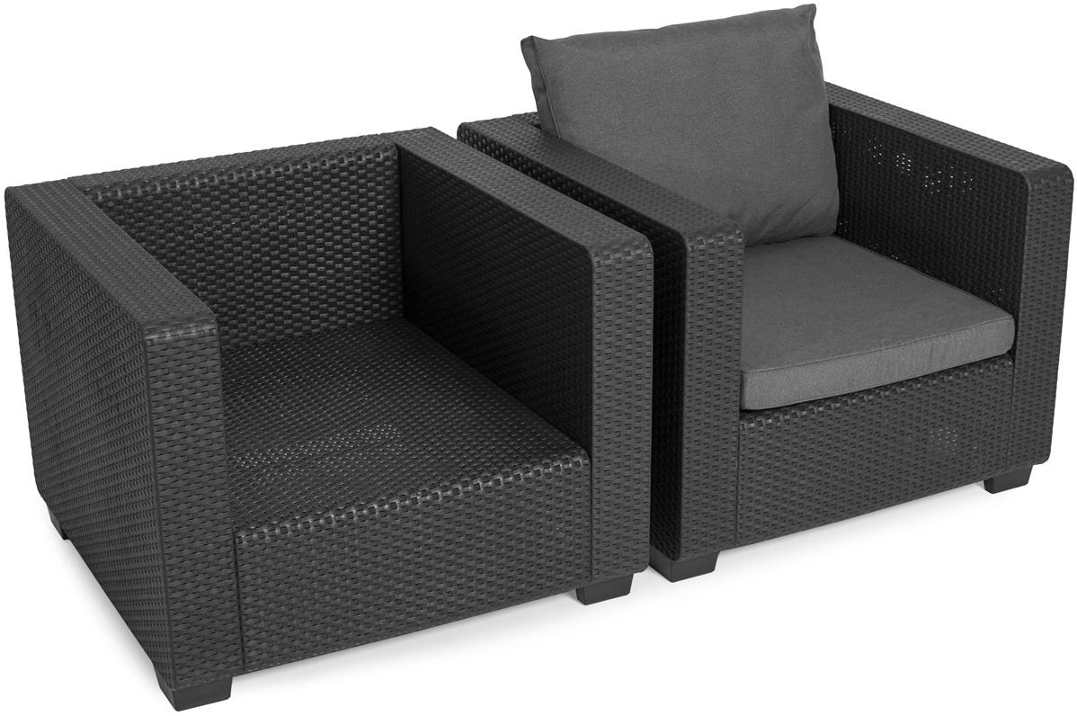 2 Fotele ogrodowe SALTA grafit krzesło ogrodowe z poduszkami