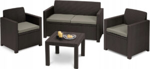 Brązowe meble ALABAMA sofa ogrodowa fotele ogrodowe stolik