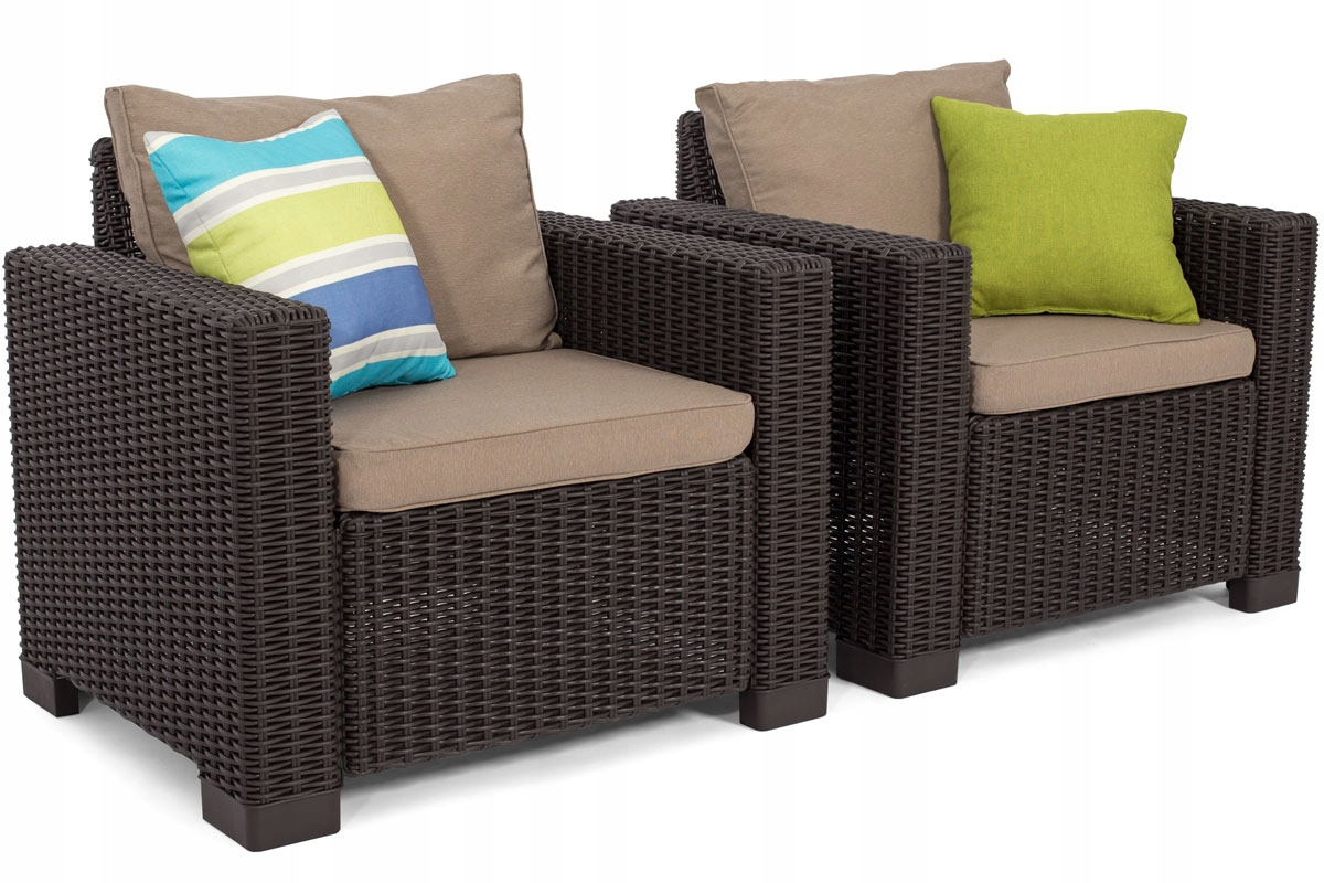 California DUO brąz 2 fotele z poduszkami na siedzisko i oparcie