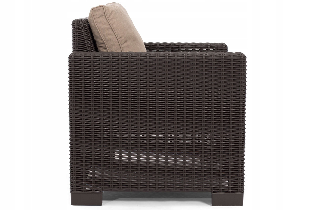 2 Fotele ogrodowe CALIFORNIA duo brąz |Dwuosobowy komplet siedzisk ogrodowych z poduszkami - obrazek 4