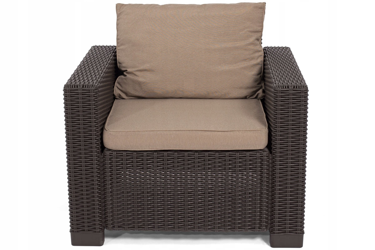 2 Fotele ogrodowe CALIFORNIA duo brąz |Dwuosobowy komplet siedzisk ogrodowych z poduszkami - obrazek 5