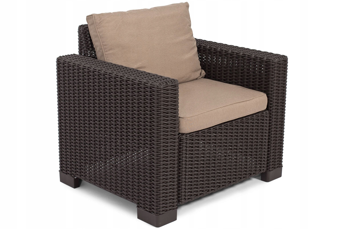 Fotel CALIFORNIA brąz z poduszką na siedzisko i oparcie