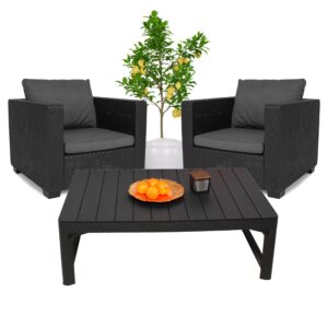 Komplet mebli ogrodowych 2 fotele SALTA i stolik LYON grafit