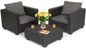 Komplet mebli ogrodowych SALTA WEEKEND zestaw 2-osobowy 2 fotele i stolik GRAFIT